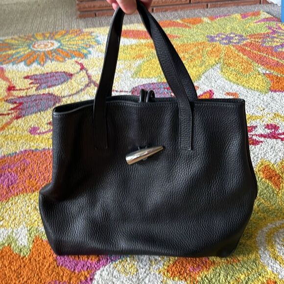 Burberry Black Leather Horn Toggle Small Tote Bag authentic - Picture 3 of 14